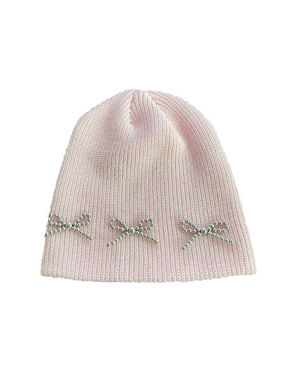 Pearl Bow Knit Beanie