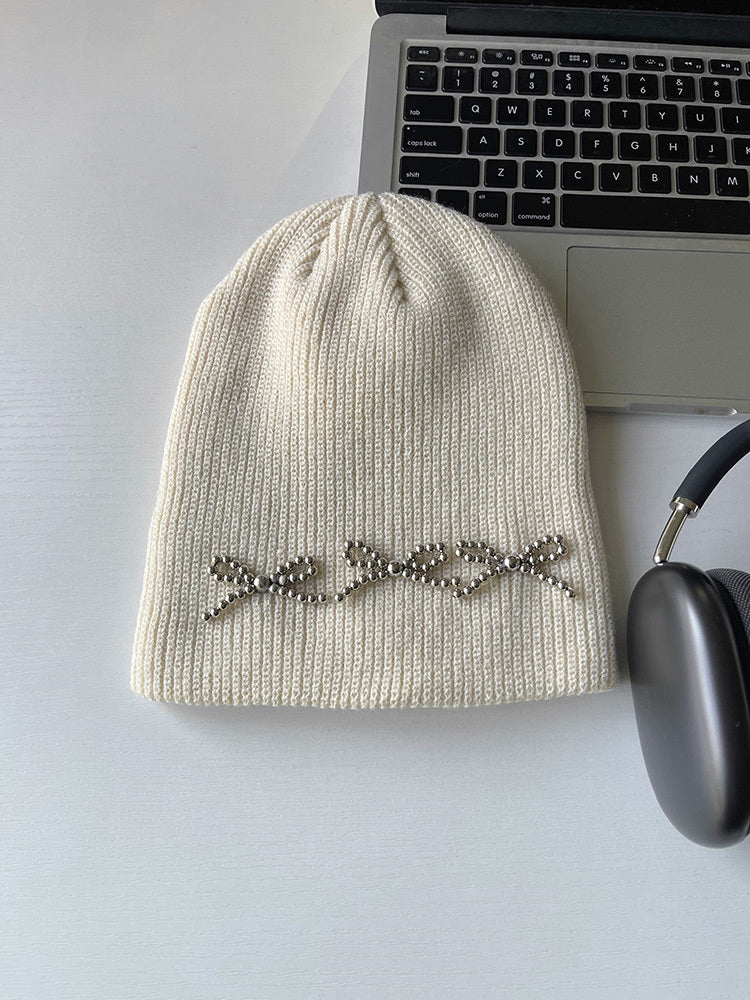 Pearl Bow Knit Beanie